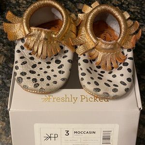 Freshly Picked Moccasins, Dalmatian print